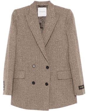 ERMANNO FIRENZE Sequined Double-Breasted Jacket - Brown