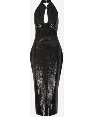 Rasario Sequin Midi Dress - Black