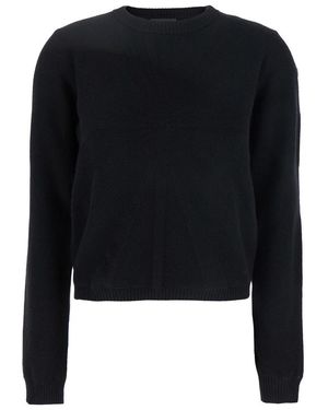 Rick Owens 'Biker' Crewneck Jumper With Logo Patch On The Sleeve - Black