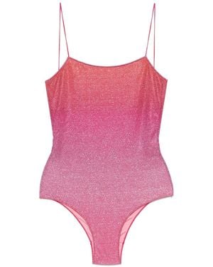 Oséree Lumiere Printed Lurex Shade Maillot - Pink