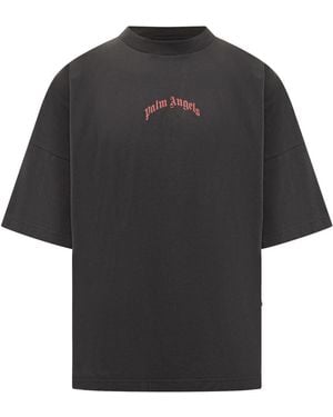 Palm Angels Logo Over Tee. - Black