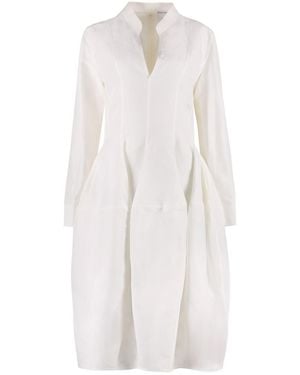 Bottega Veneta Long Sleeve Mini Shirt Dress - White
