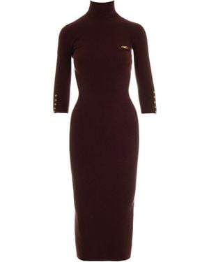 ワンピース ELISABETTA FRANCHI FW25 Ribbed polo dress (AM17S56E2 EA8) 525 America Hope: Rib Polo Maxi Dress