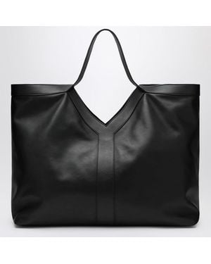 Saint Laurent Maxi Y Tote Bag Pebbled - Black