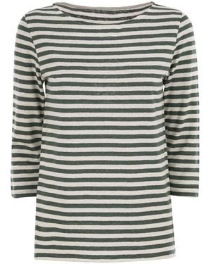 Tシャツ・カットソー MAJESTIC FILATURES Striped linen boat neck T-shirt Majestic Filatures Striped Linen Boat Neck T-Shirt in Black