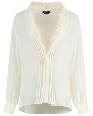 Tom Ford Blouse With Pleats And Ruffles - White