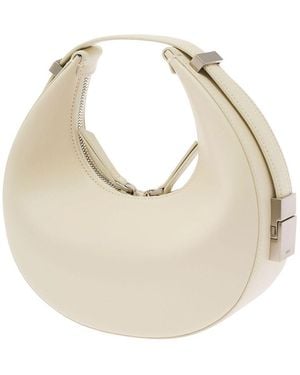 OSOI 'mini Toni' White Hobo Handbag With Engraved Logo In Leather Woman - Natural