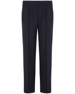 Emporio Armani Wool Blend Trousers - Blue