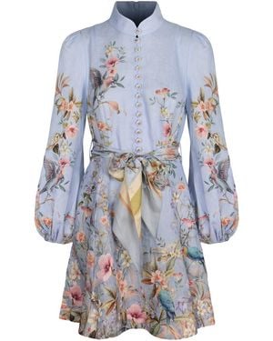 Zimmermann Mini Dress Rebellion Button - Blue