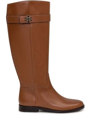 Tory Burch T Lock Leather Boots - Brown
