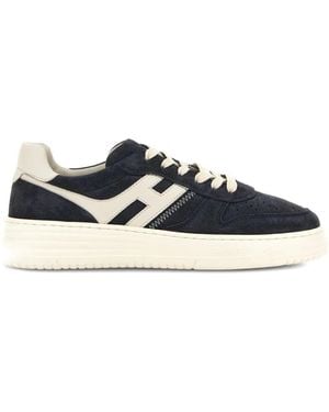 Hogan H630 Suede And Leather Trainers Shoes - Blue