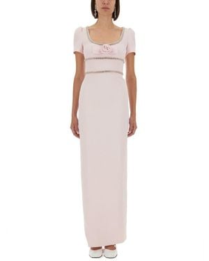 Self-Portrait Long Crepe Dress - White