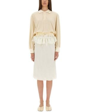 Maison Margiela Midi Dress With Polo-Style Top - Natural