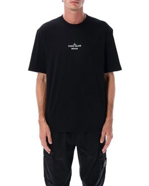 Stone Island Archivio Print Short-Sleeve Cotton T-Shirt - Black