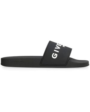 Givenchy Casual Slide Slippers With Logo Band - Black