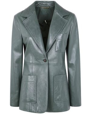 Chloé Single Button Blazer Leather Jacket Clothing - Green