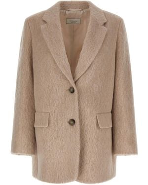 Peserico Alpaca And Wool Striped Single-Breasted Blazer - Natural