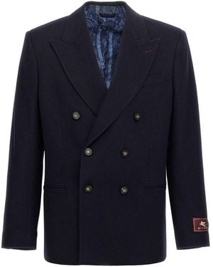 Etro 'Decorative Basting' Blazer - Blue