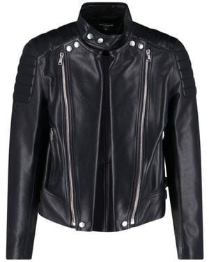 Balmain Leather Biker Jacket - Black