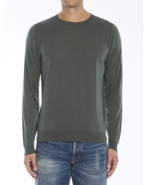 John Smedley Merino Wool Crewneck Sweater - Green
