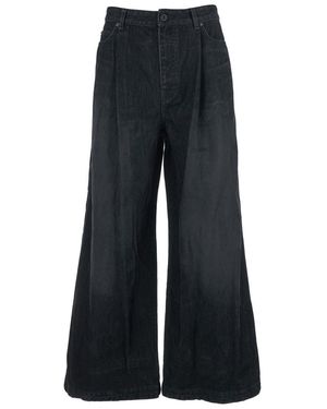 Juun.J Velvet-Like Denim Wide Trousers - Black