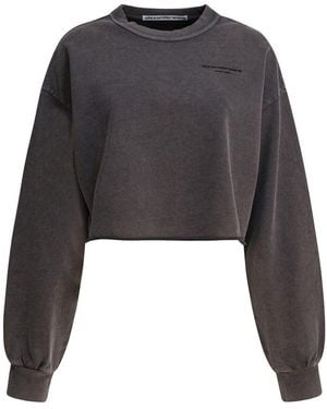 Alexander Wang Cropped Crewneck Sweatshirt - Black