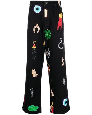 Sky High Farm Printed Denim Jeans - Black