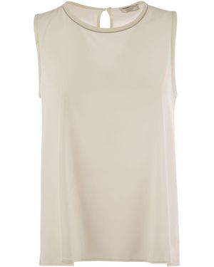 Peserico Stretch Silk Crepe De Chine Top - Natural