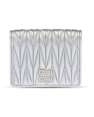 Miu Miu Matelassé Nappa Leather Wallet - White
