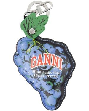 【関税込み】Grape wallet - Ganni - Leather - Blue Blue Curacao Blue Metallic GANNI Bou Wallet On Strap | GANNI CH