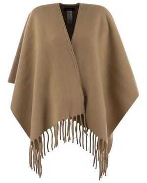 Fabiana Filippi Wool Fringed Cape - Natural