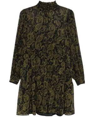 Michael Kors Paisley Pattern Long-Sleeved Dress With Ruffle Accents - Green