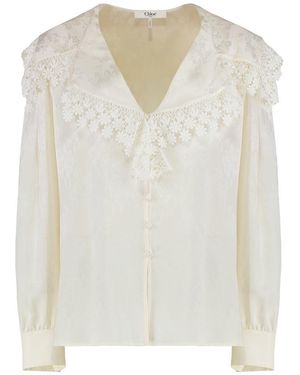 Chloé Blouse With A Maxi Collar - White