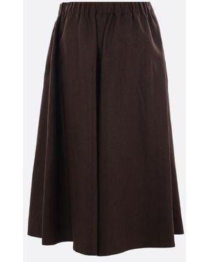 Brunello Cucinelli Linen Midi Skirt - Brown