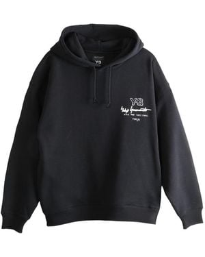 Y-3 Logo Cotton Hoodie - Black