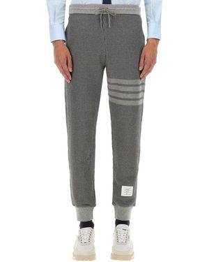 Thom Browne Cotton And Silk Trousers - Grey