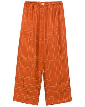 TOTEME Monogram Silk Pyjama Trousers - Orange