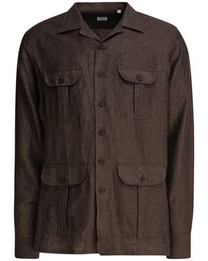 Borriello Linen Overshirt Jacket - Brown
