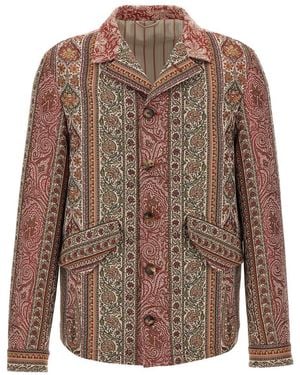Etro Balmacaan Neck Overshirt - Brown