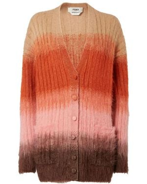 Fendi Gradient Mohair And Wool Oversized Cardigan - Orange
