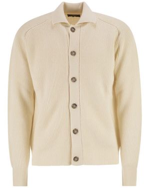 Peserico English Ribbed Wool Cardigan - Natural