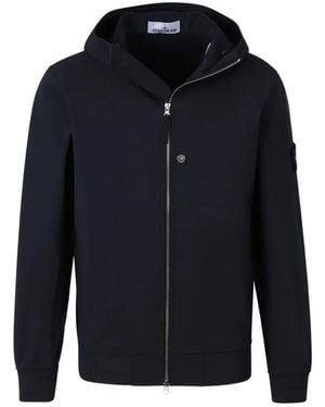 Stone Island Lightweight Hooded Zipped Jacket Clothing - Blue