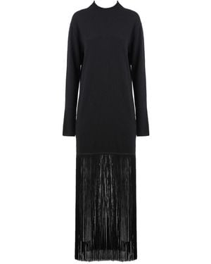 Erika Cavallini Semi Couture Cashmere Dress With Bangs - Black