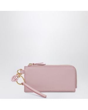 Gucci Card Holder With Gg Charm - Pink