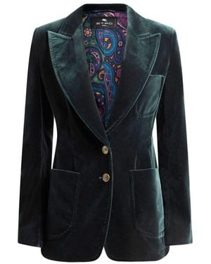 Etro Stretch Velvet Jacket - Blue