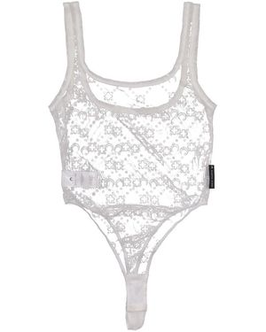 Marine Serre Recycled Mesh Flock Bodysuit - White