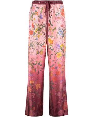 Gucci Silk Printed Pants - Red