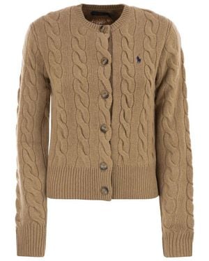 Polo Ralph Lauren Wool And Cashmere Cable Knit Cardigan - Natural
