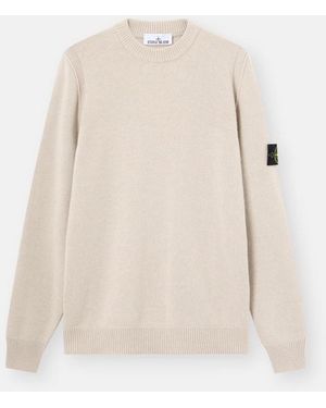 Stone Island Wool Crewneck Knitwear - Natural