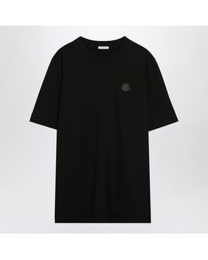 Moncler T-Shirt With Logo Patch - Black